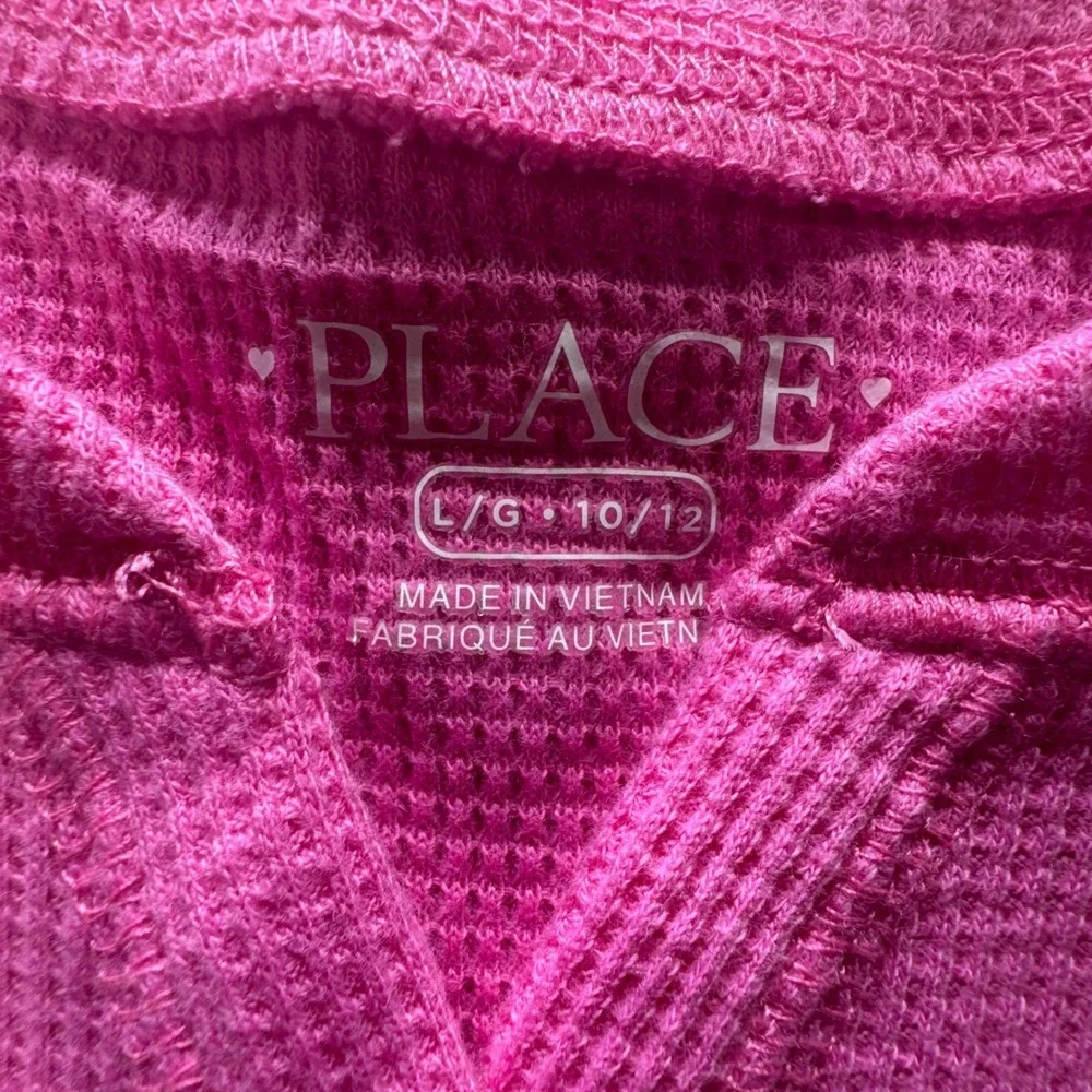 Childrens Place Girls Pink Waffle Knit Henley Top Long Sleeve Thumbhole 10/12